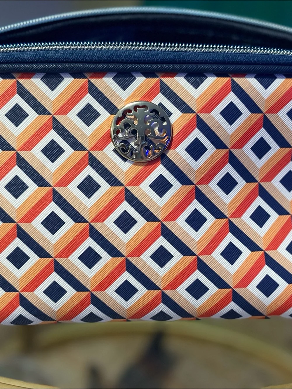 Rebecca & Rifka Cosmetic Pouch - Navy, Orange & Cream.NEW.